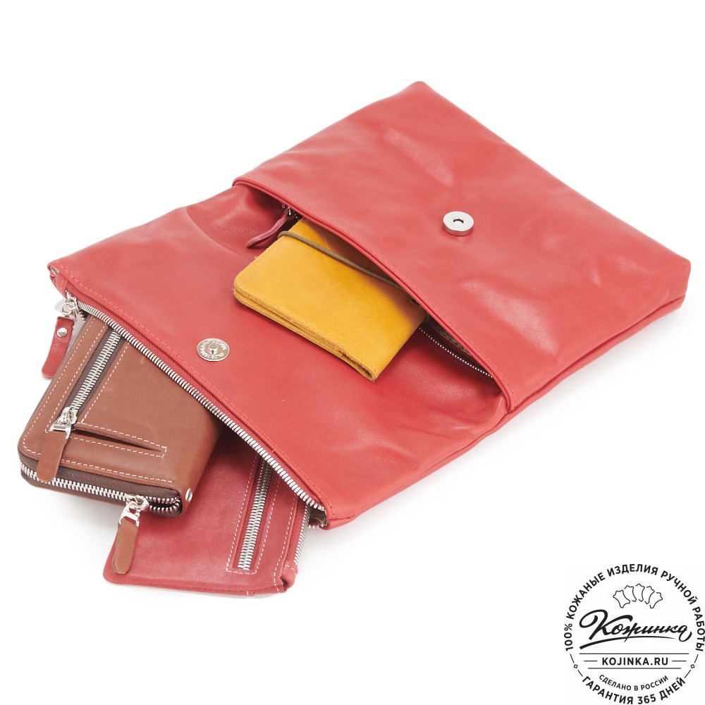 Кожаный клатч "Молли" (красный)